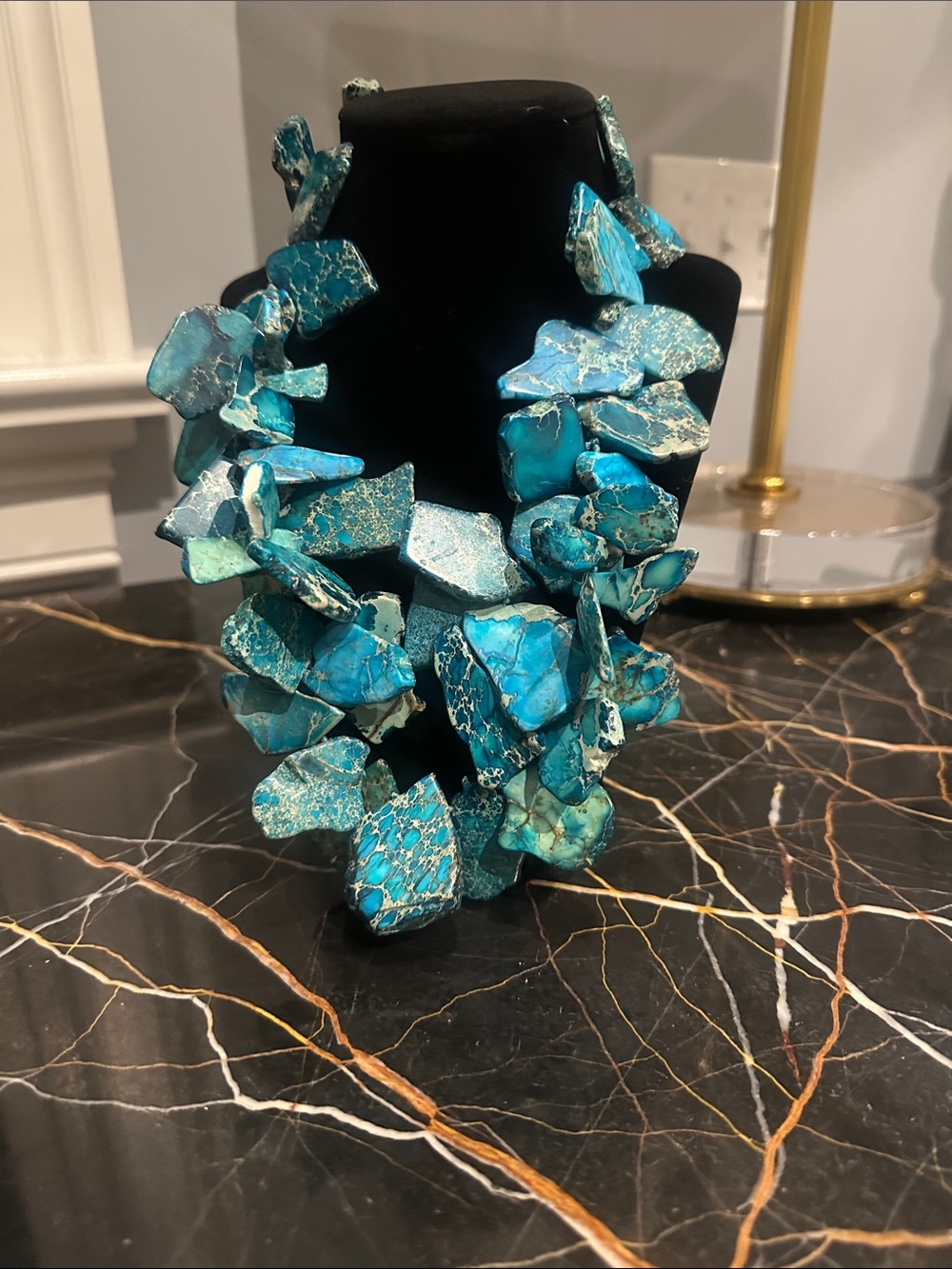 Hand Crafted Turquoise-Blue Chunk Necklace